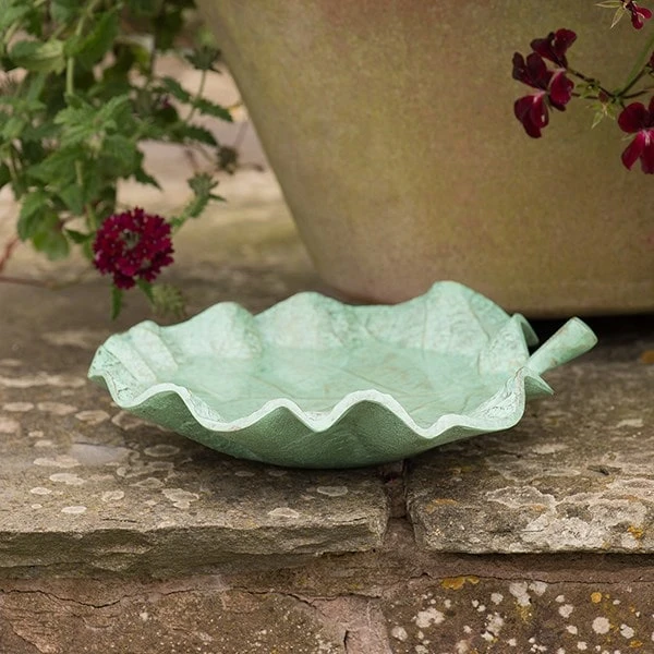 Verdigris Leaf Bird Bath 3 Verdigris Leaf Bird Bath - Image 3