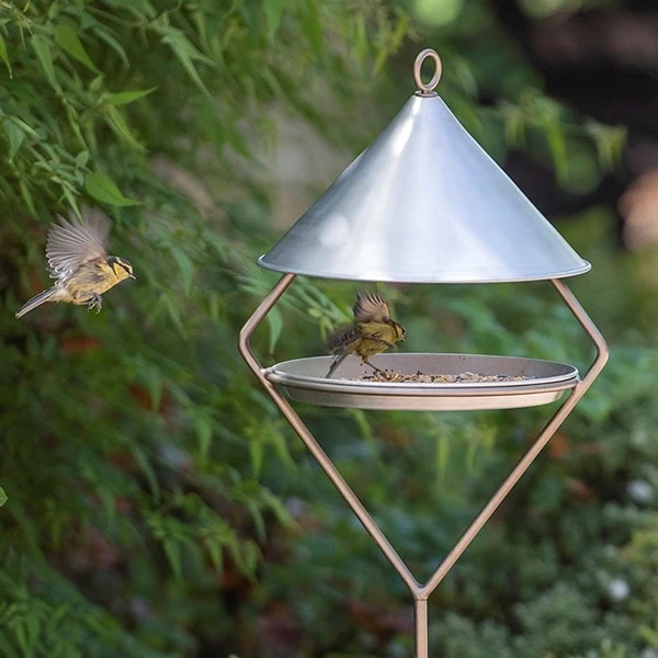 Bird Feeding Hut On Stake - Brushed Aluminium 2 Bird Feeding Hut On Stake - Brushed Aluminium - Image 2