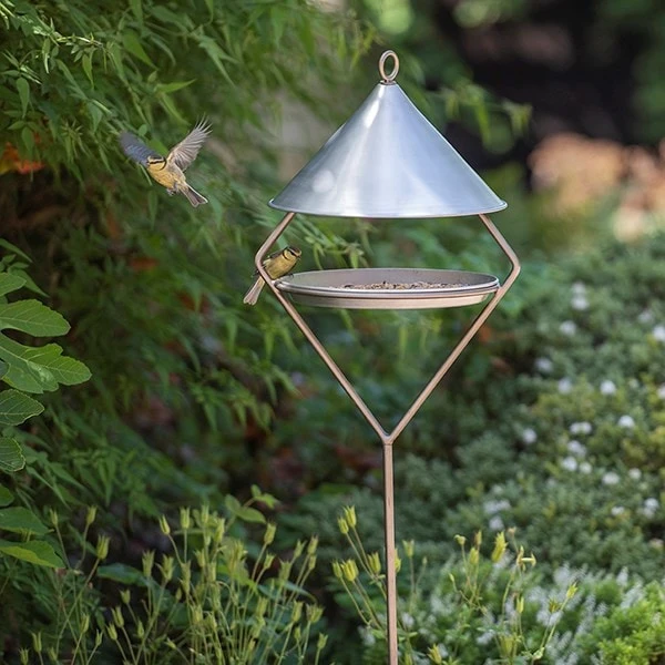 Bird Feeding Hut On Stake - Brushed Aluminium 3 Bird Feeding Hut On Stake - Brushed Aluminium - Image 3