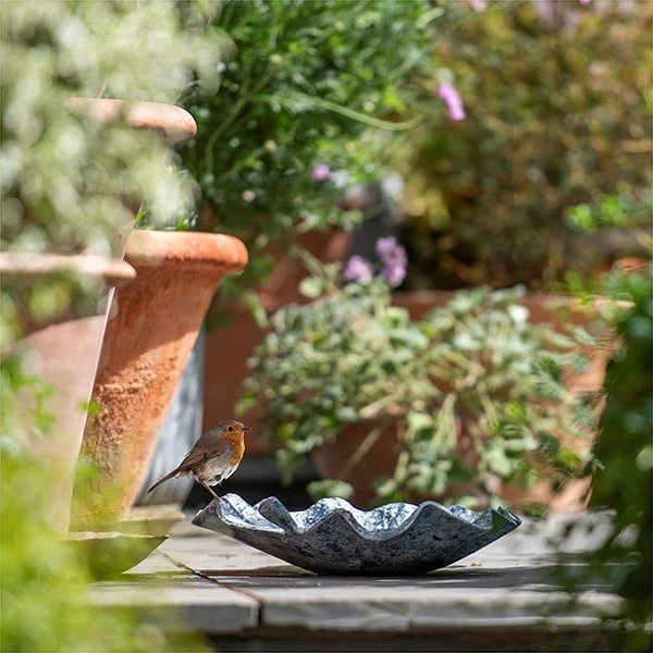 Zinc Leaf Bird Bath 2 Zinc Leaf Bird Bath - Image 2