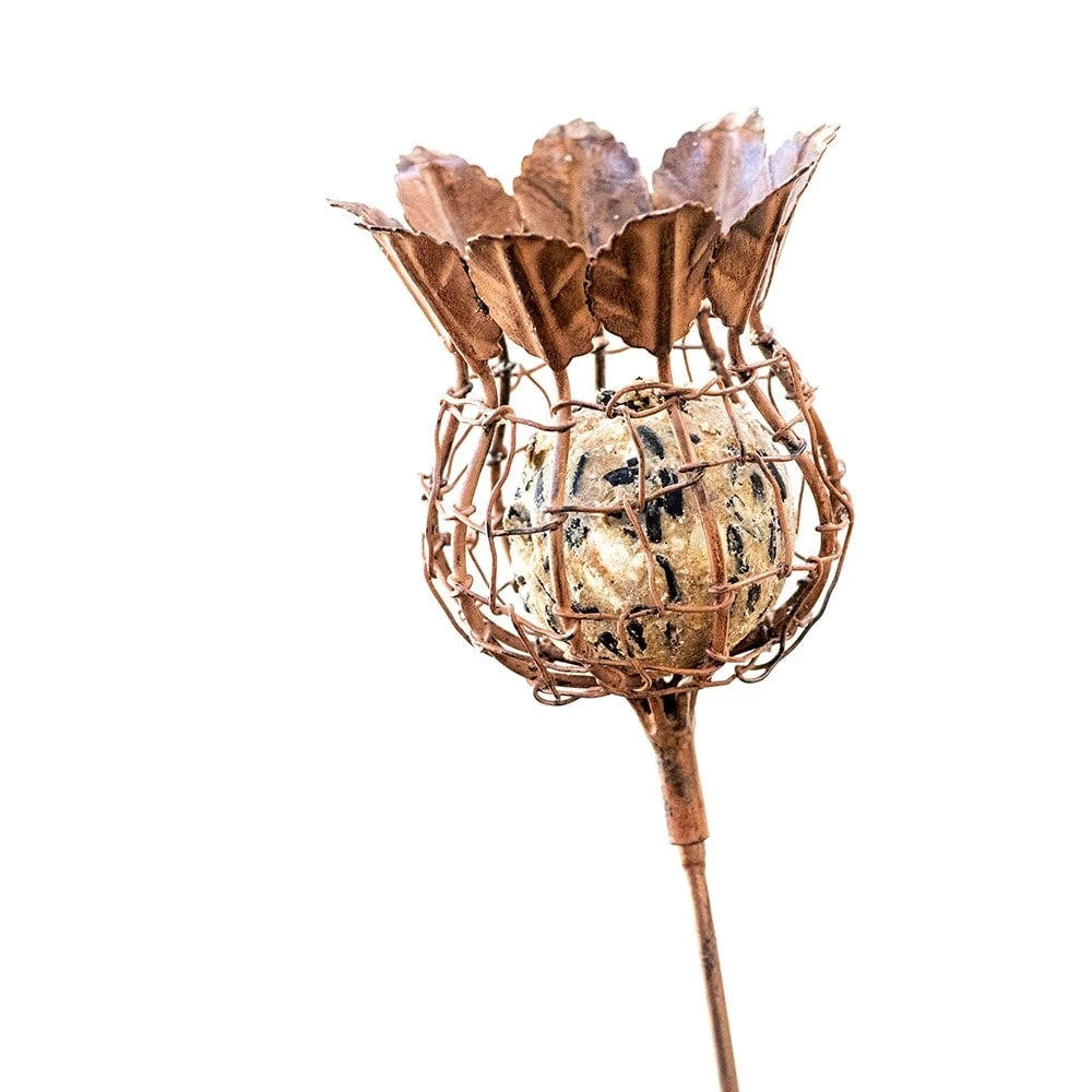 Poppy Seed Head Fat Snax Feeder - Rust 2 Poppy Seed Head Fat Snax Feeder - Rust - Image 2