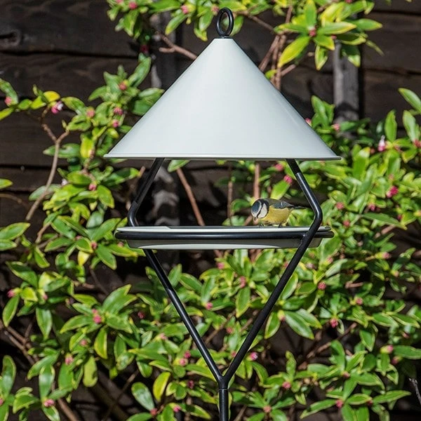 Bird Feeding Hut On Stake - Putty Grey 2 Bird Feeding Hut On Stake - Putty Grey - Image 2