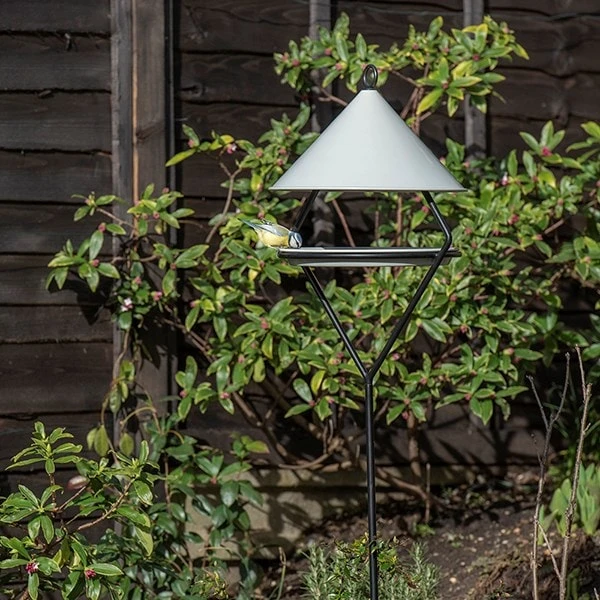 Bird Feeding Hut On Stake - Putty Grey 4 Bird Feeding Hut On Stake - Putty Grey - Image 4