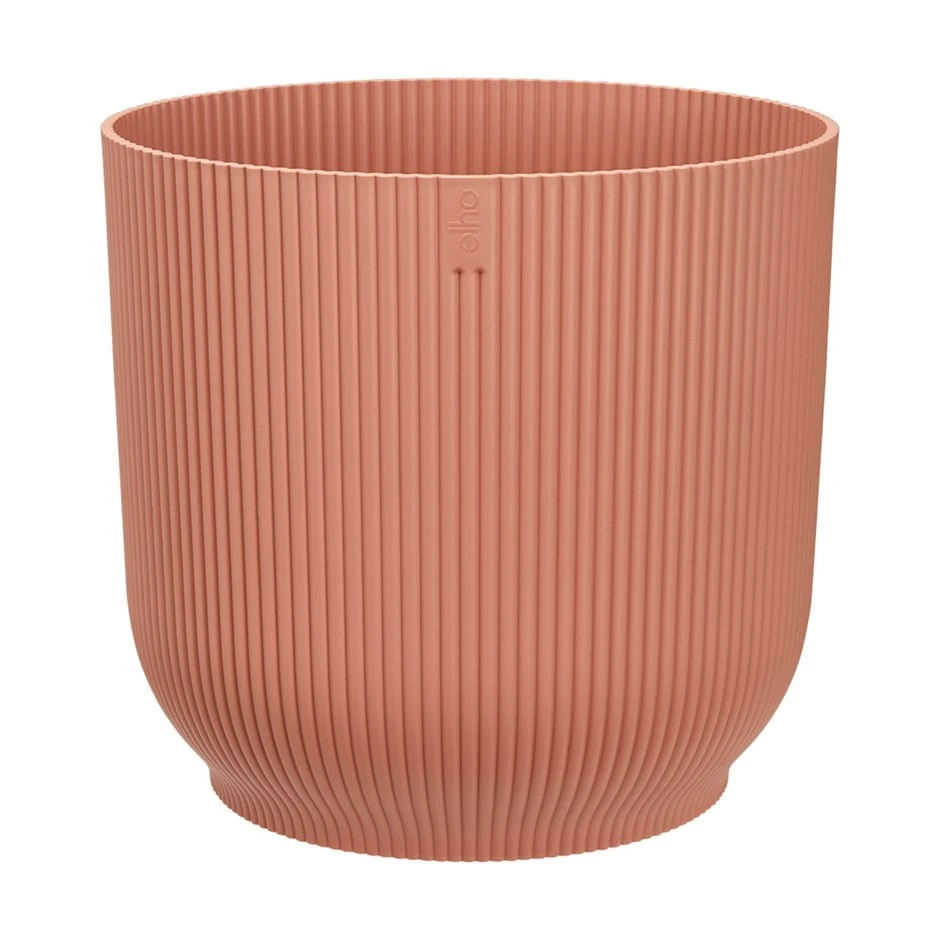 Large Ribbed Round Plant Pot With Wheels - Pink 1 Large Ribbed Round Plant Pot With Wheels - Pink
