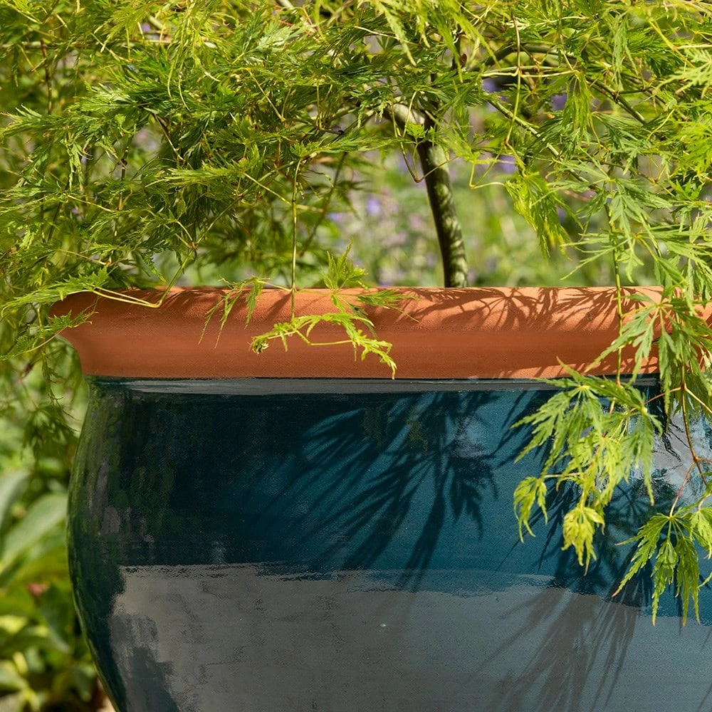 Dark Teal Bellied Planter 3 Dark Teal Bellied Planter - Image 3