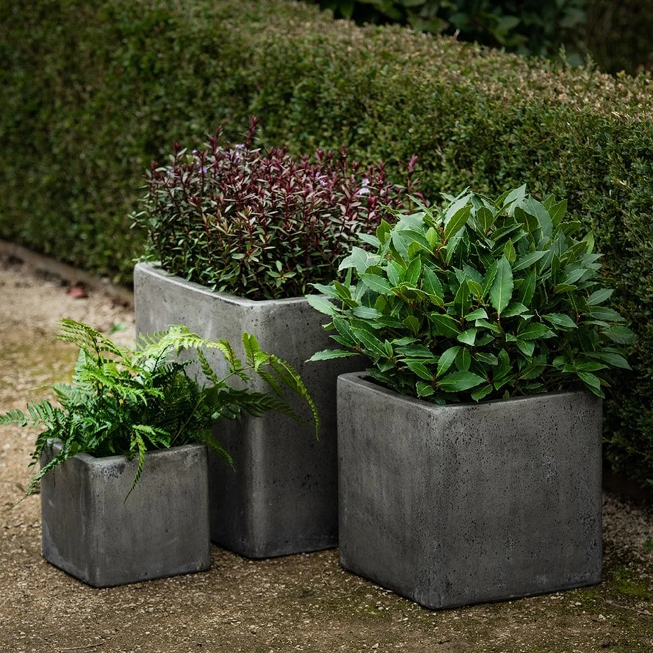 Cement Cube Pot - Waxed 1 Cement Cube Pot - Waxed