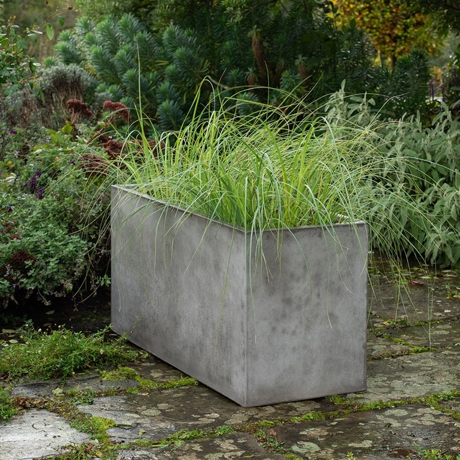 Rectangular Terrace Planter - Weathered Cement 1 Rectangular Terrace Planter - Weathered Cement