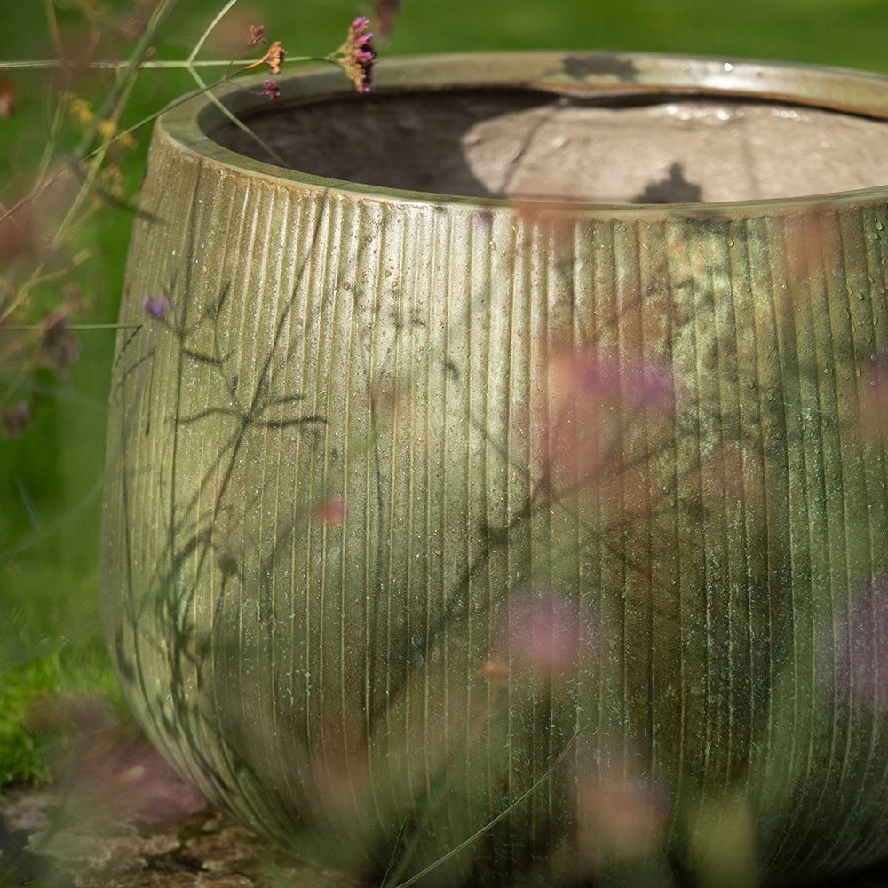 Ripple Bowl Planter - Verdigris 7 Ripple Bowl Planter - Verdigris - Image 7