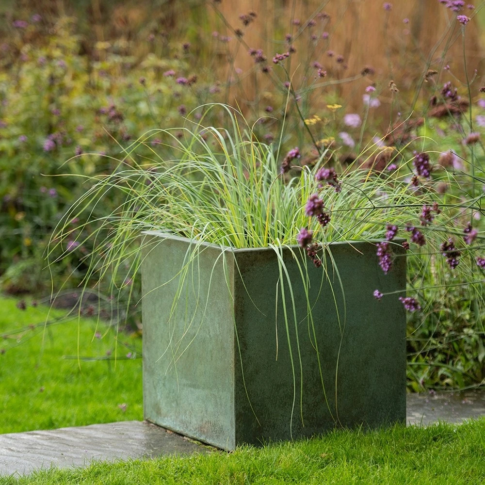 Square Terrace Planter - Verdigris 2 Square Terrace Planter - Verdigris - Image 2