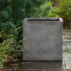 Square Terrace Planter - Weathered Cement 11 Square Terrace Planter - Weathered Cement -Perennials Sales pr2000048722 card3 lg