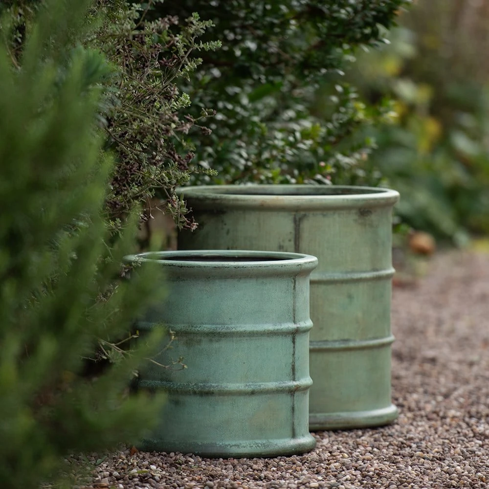 Greenwich Barrel Planter - Verdigris 3 Greenwich Barrel Planter - Verdigris - Image 3